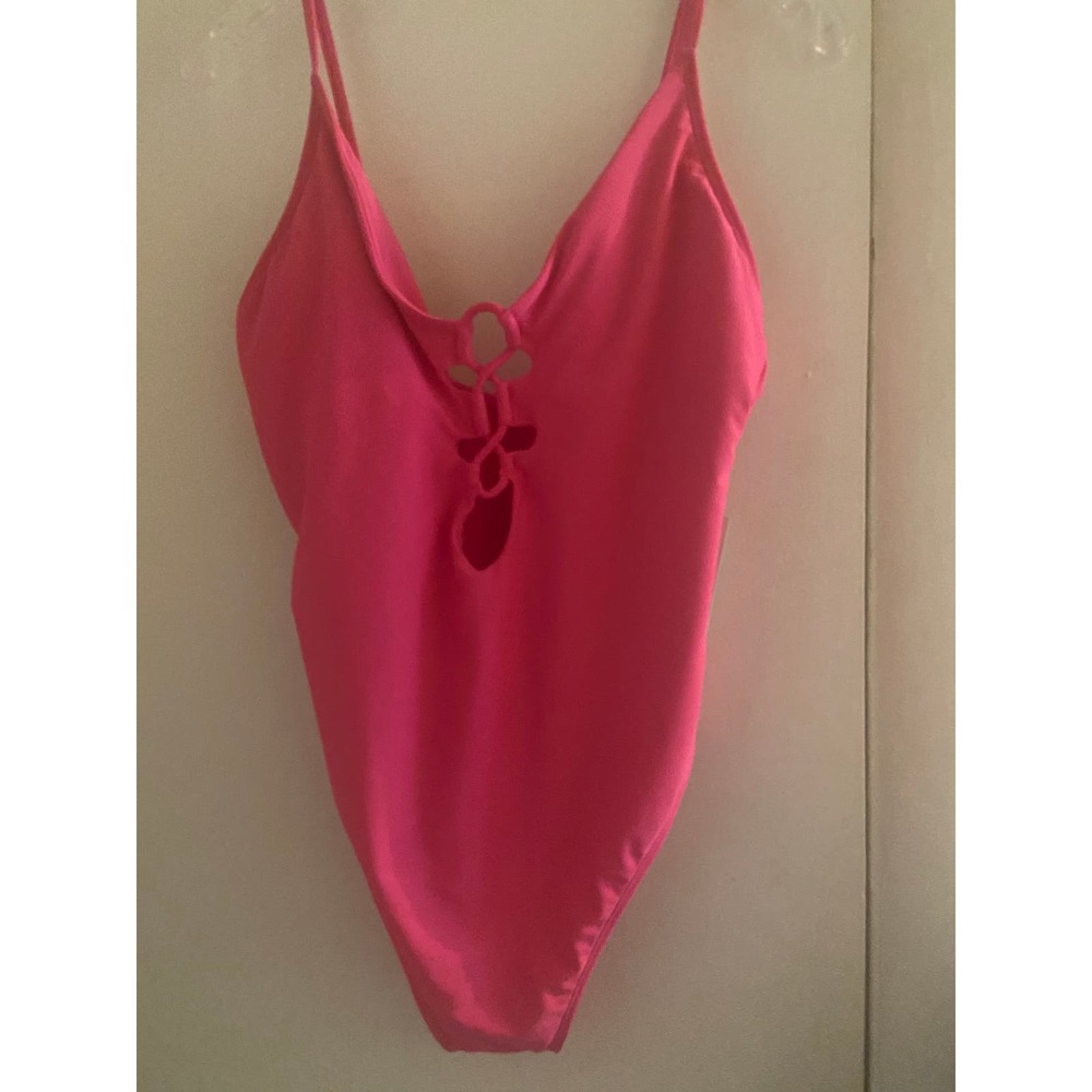 Womens L hot pink twist front one-piece swimwear new with tags
